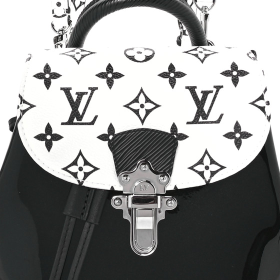 Patent Monogram Hot Springs Backpack Black White - Image 8
