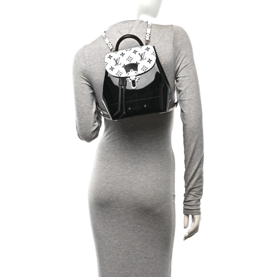 Patent Monogram Hot Springs Backpack Black White - Image 2