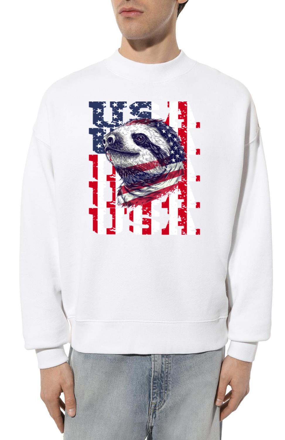 Patriotic Sloth American Flag Animal_2 - Unisex Sweatshirt