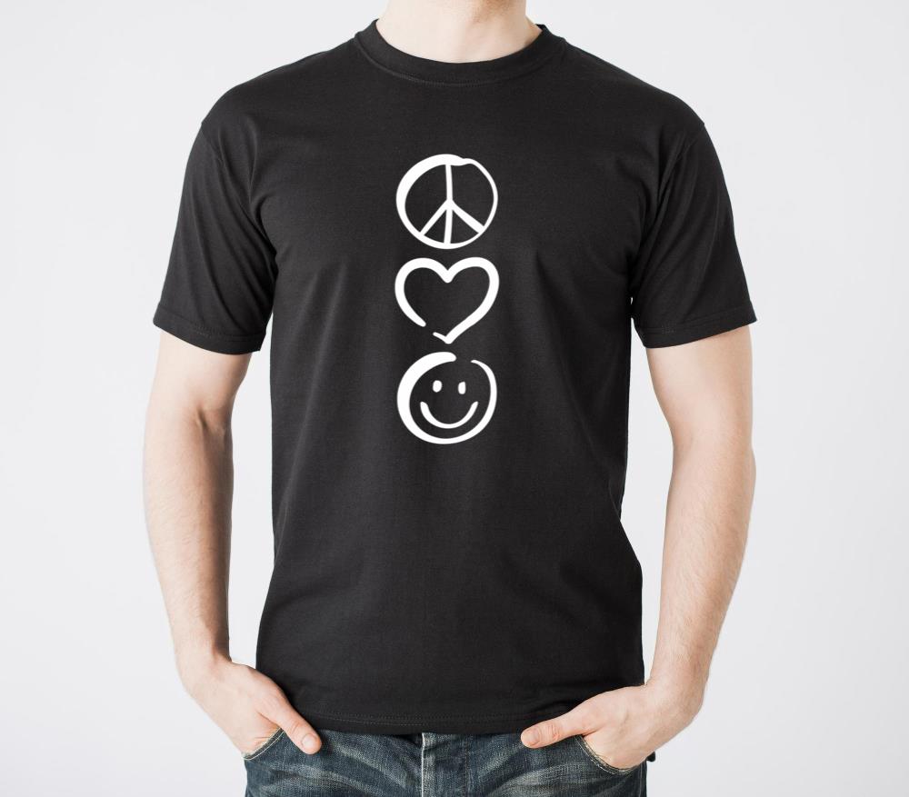 Peace Love and Happiness Peace Sign Heart Smile - Unisex Standard T-Shirt