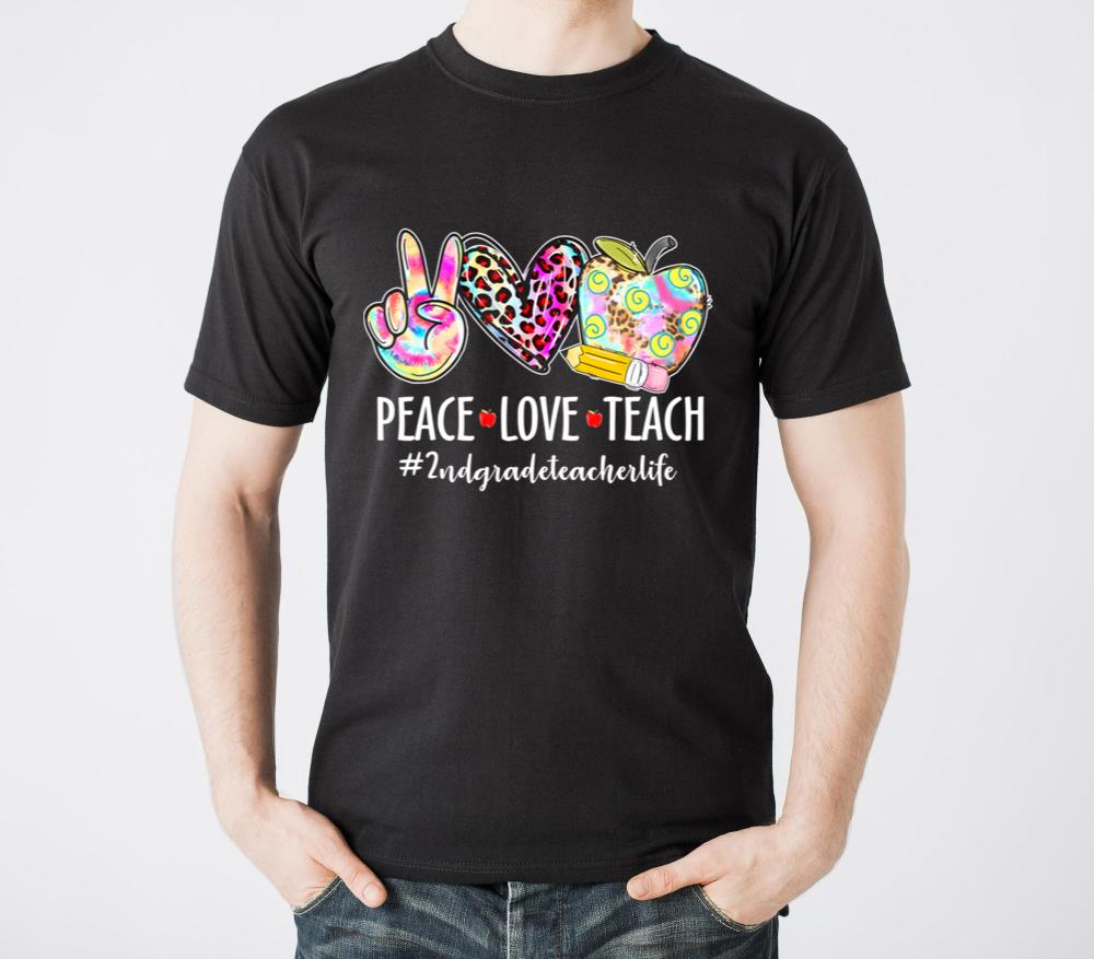 Peace Love Teach Leopard Heart Apple 2nd Grade Tea1 - Unisex Standard T-Shirt