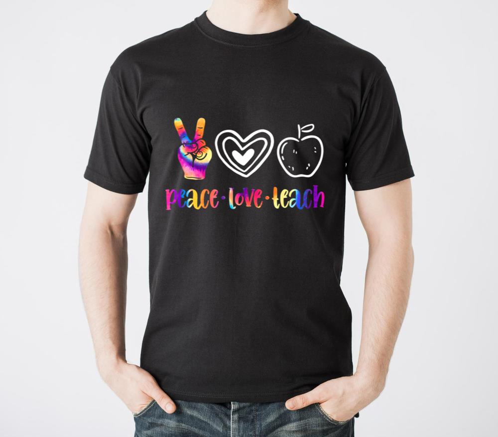 Peace Love Teach Tie Dye Cute Teacher Hippie Back - Unisex Standard T-Shirt