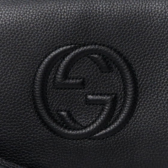 Pebbled Calfskin Medium Soho Clutch Black - Image 9