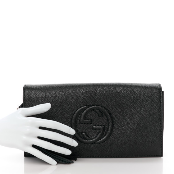 Pebbled Calfskin Medium Soho Clutch Black - Image 2
