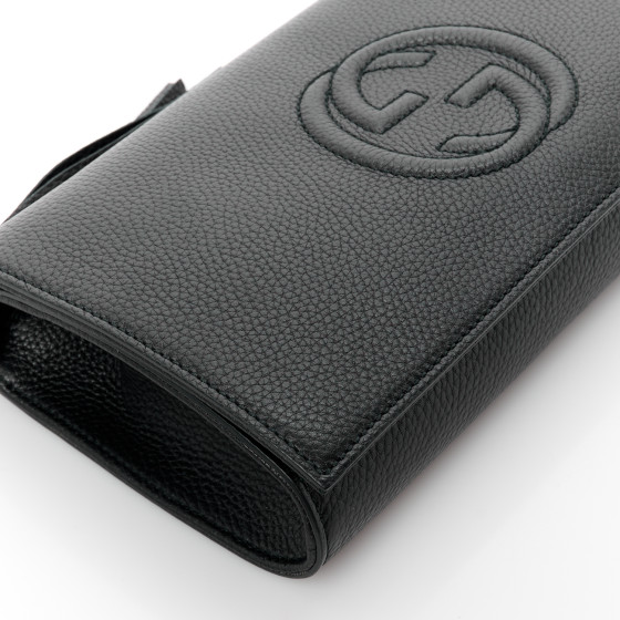 Pebbled Calfskin Medium Soho Clutch Black - Image 10