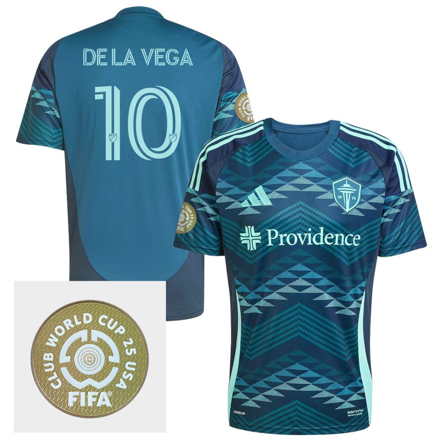 Pedro de la Vega 10 Seattle Sounders FC 2025 The Salish Sea Kit FIFA Club World Cup 25 USA Patch Men Jersey - Blue