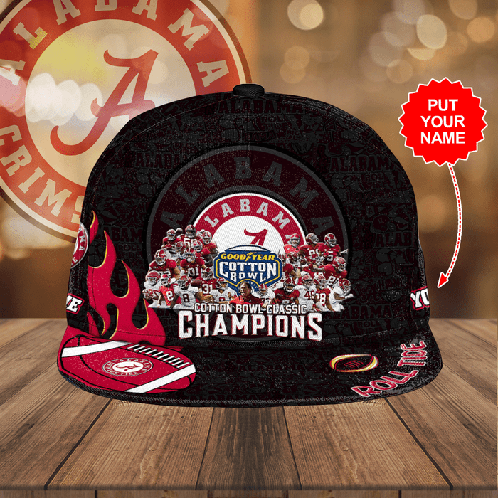 Personalized Alabama Crimson Tide Cotton Bowl Classic Champions Classic Baseball Cap Black CNI2197