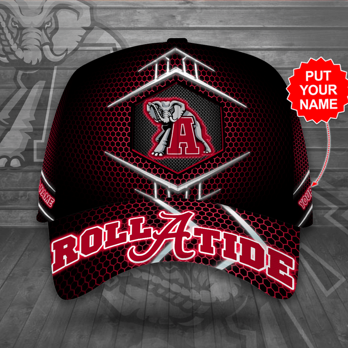 Personalized Alabama Crimson Tide Football Team Roll Tide 3D Baseball Cap Black CNI2002