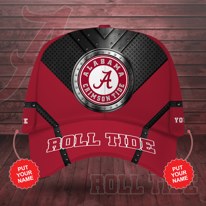 Personalized Alabama Crimson Tide Roll Tide 3D Baseball Cap Red Black CNI2077