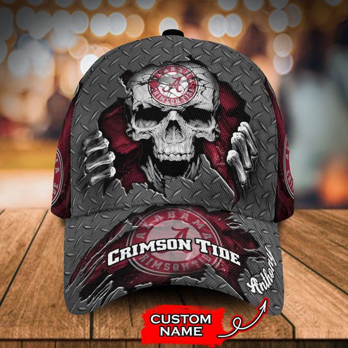Personalized Alabama Crimson Tide Skull 3D Baseball Cap CNI1793