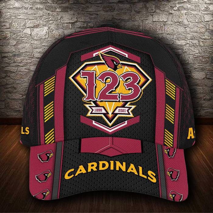Personalized Arizona Cardinals 123 Years Anniversary 1898 2021 3D Baseball Cap CNI1438
