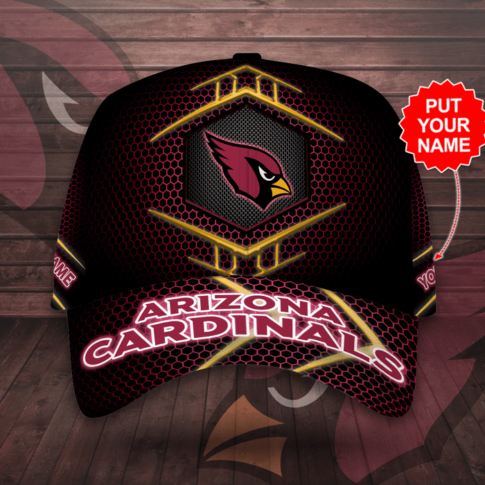 Personalized Arizona Cardinals Beehive Hexagon Pattern 3D Baseball Cap Black CNI2037