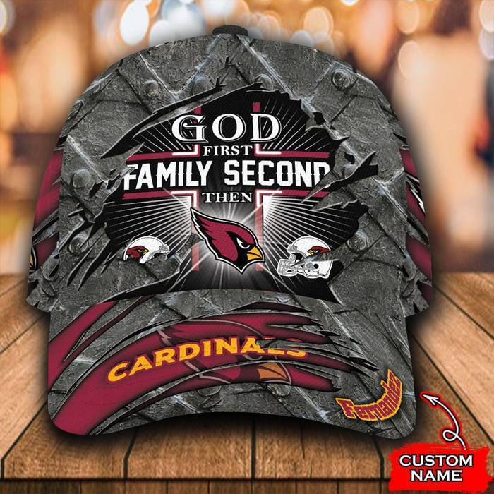Personalized Arizona Cardinals God First Family Second 3D Classic Baseball Cap CNI716
