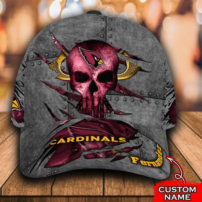 Personalized Arizona Cardinals Skull 3D Baseball Cap CNI1689