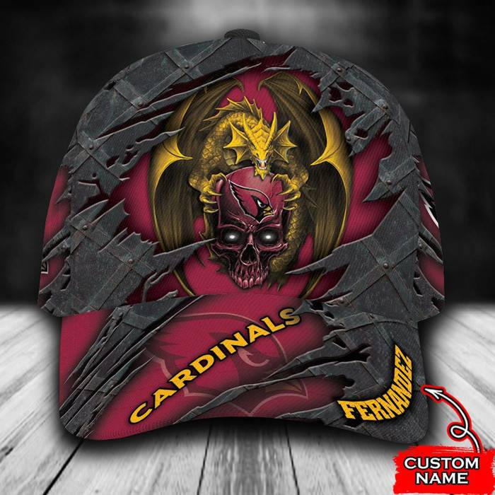 Personalized Arizona Cardinals Skull Dragon 3D Classic Baseball Cap CNI330