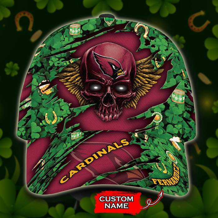 Personalized Arizona Cardinals St Patricks Day Skull 3D Classic Baseball Cap CNI990