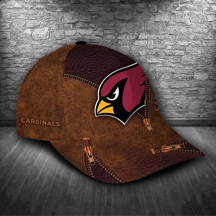 Personalized Arizona Cardinals Zipper 3D Classic Baseball Cap Brown CNI1192