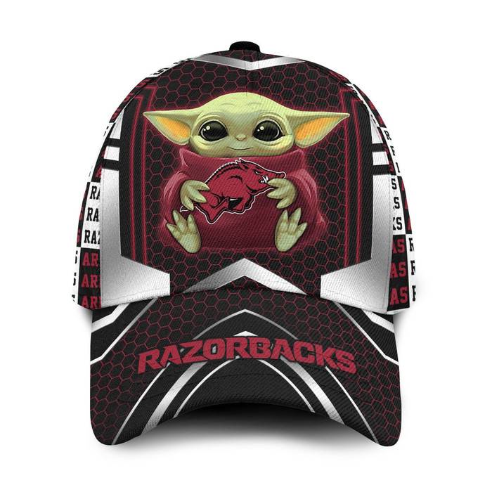 Personalized Arkansas Razorbacks Baby Yoda 3D Classic Baseball Cap CNI1247