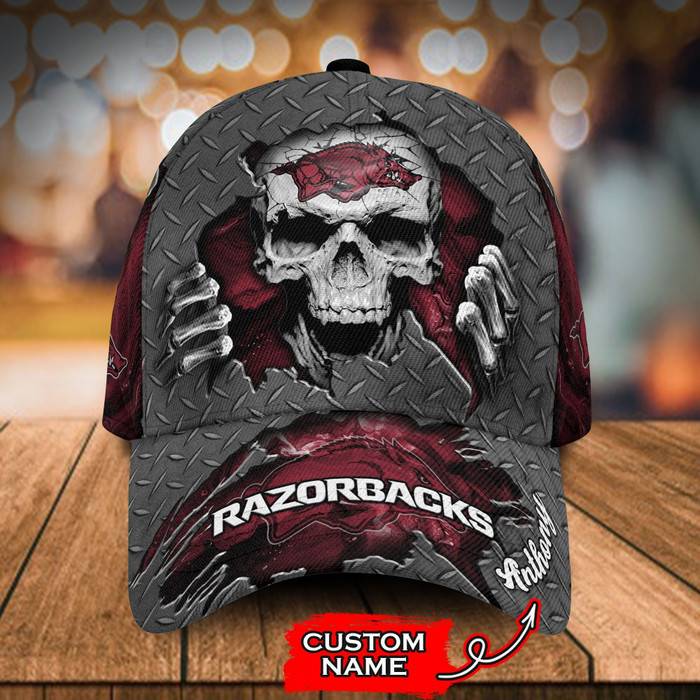 Personalized Arkansas Razorbacks Skull 3D BaseBall Cap CNI1912