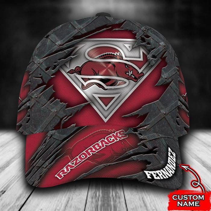 Personalized Arkansas Razorbacks Superman Logo 3D Classic Baseball Cap CNI284
