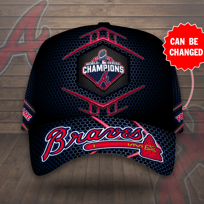 Personalized Atlanta Braves 3D Classic Baseball Cap Black Blue CNI2216
