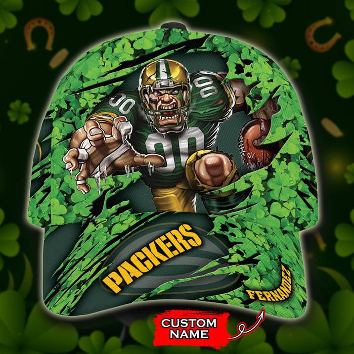 Personalized Atlanta Falcons Mascot St Patrick Day 3D Baseball Cap Green CNI1640