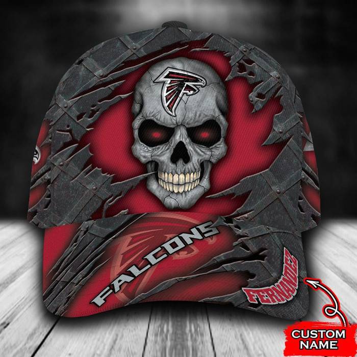 Personalized Atlanta Falcons Skull 3D Baseball Cap Red CNI1622