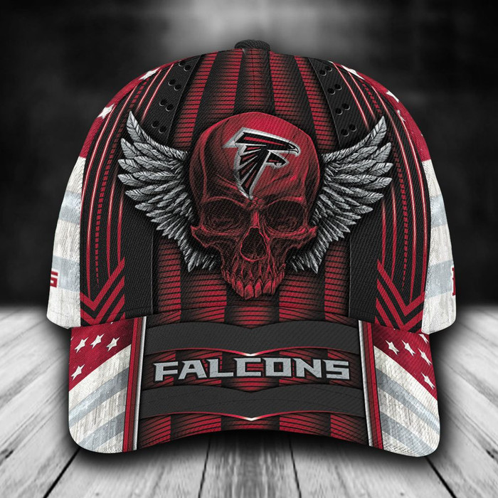 Personalized Atlanta Falcons Skull Wings 3D Baseball Cap Red CNI1667