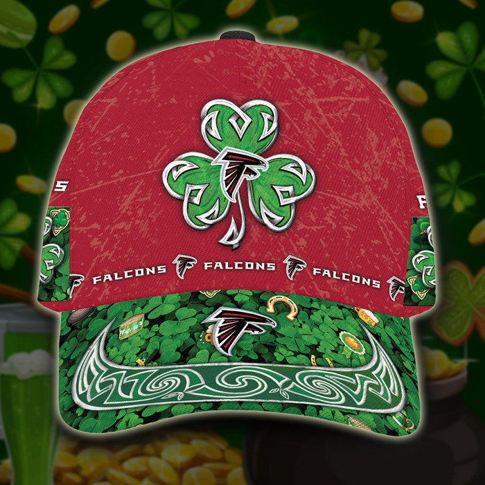 Personalized Atlanta Falcons St Patrick Day 3D Baseball Cap Red Green CNI1463