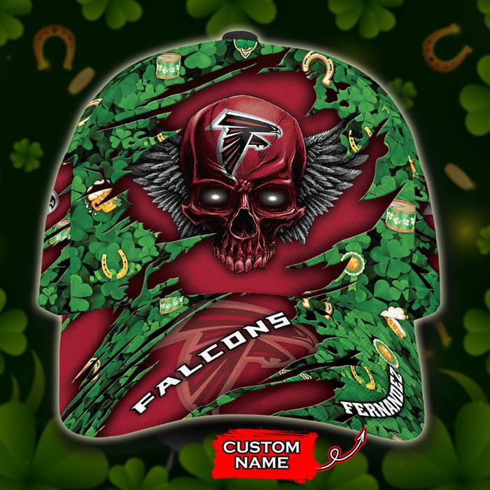 Personalized Atlanta Falcons St Patricks Day Skull 3D Classic Baseball Cap CNI657