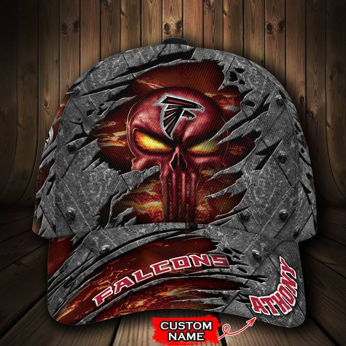 Personalized Atlanta Falcons The Punisher Skull 3D Classic Baseball Cap CNI817