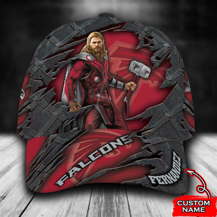 Personalized Atlanta Falcons Thor Marvel 3D Baseball Cap Red CNI1858