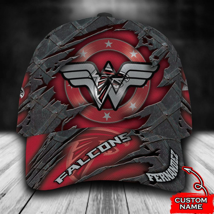 Personalized Atlanta Falcons Wonder Woman Logo 3D Baseball Cap Red CNI1725