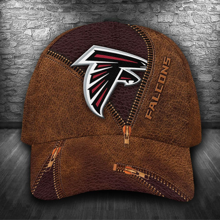 Personalized Atlanta Falcons Zip Leather 3D Baseball Cap Brown CNI1140