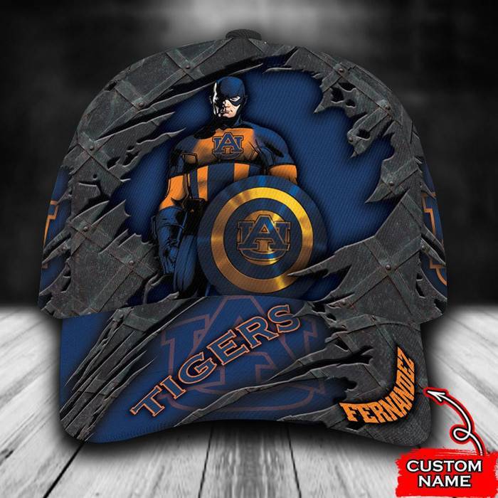 Personalized Auburn Tigers Captain America 3D Classic Baseball Cap CNI1255