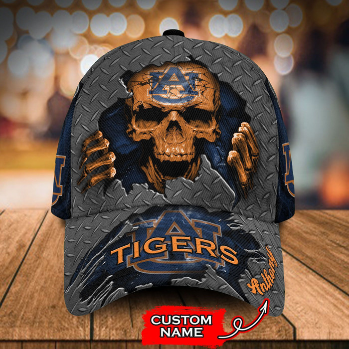 Personalized Auburn Tigers Skull 3D Baseball Cap CNI1442