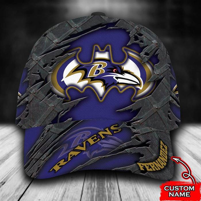 Personalized Baltimore Ravens Batman Logo 3D Baseball Cap Blue CNI1054