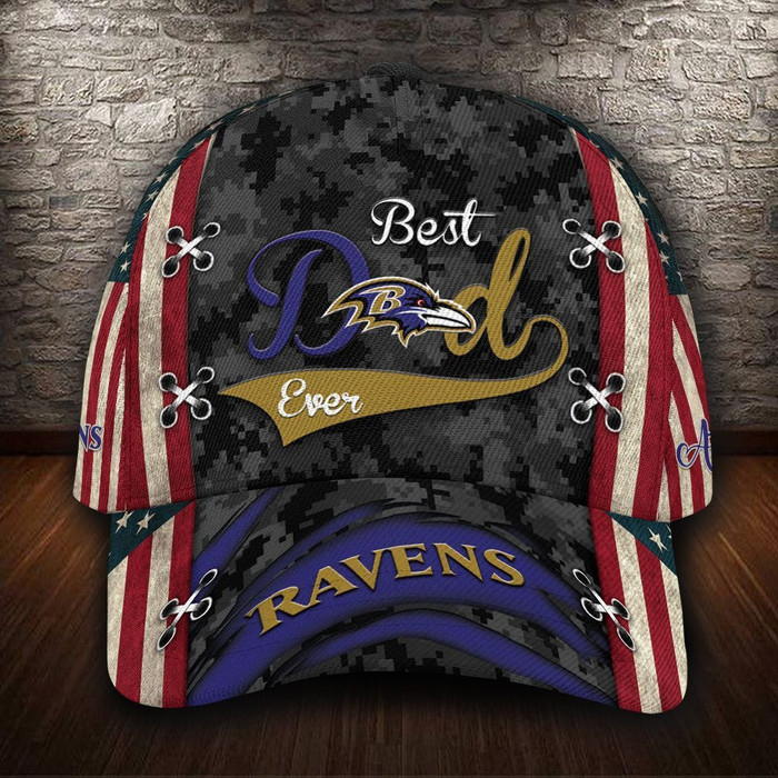 Personalized Baltimore Ravens Best Dad Camo 3D Classic Baseball Cap CNI1287