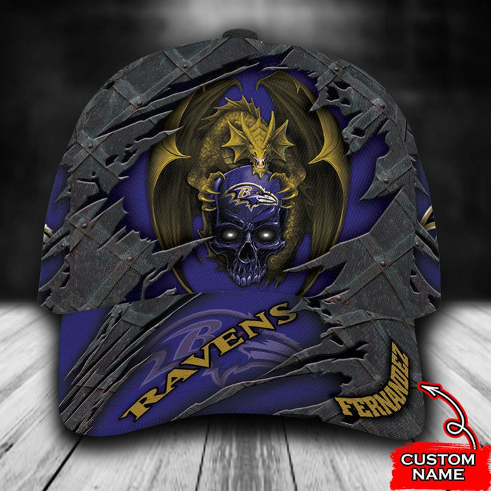 Personalized Baltimore Ravens Dragon 3D Baseball Cap CNI1948