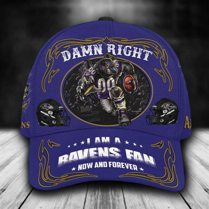 Personalized Baltimore Ravens Mascot Damn Right 3D Classic Baseball Cap CNI1419