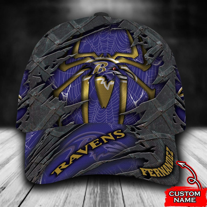 Personalized Baltimore Ravens Spider Man 3D Baseball Cap Blue CNI1527
