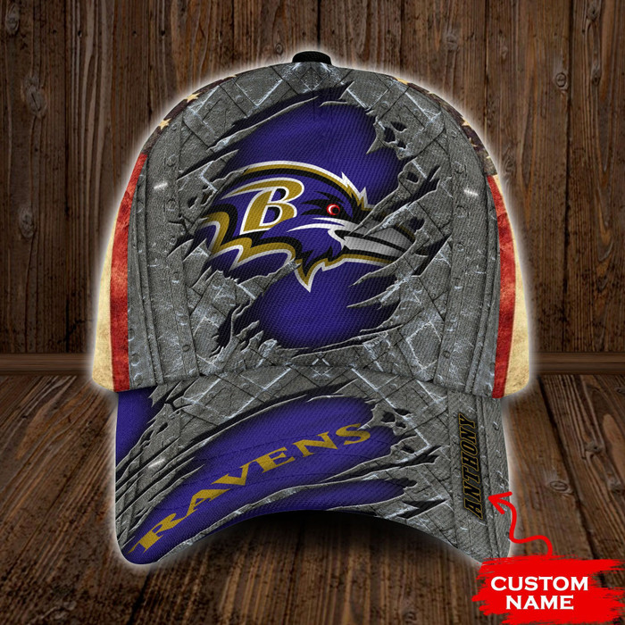 Personalized Baltimore Ravens USA Flag 3D Classic Baseball Cap CNI1206