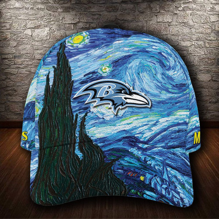 Personalized Baltimore Ravens Van Gogh 3D Classic Baseball Cap CNI666