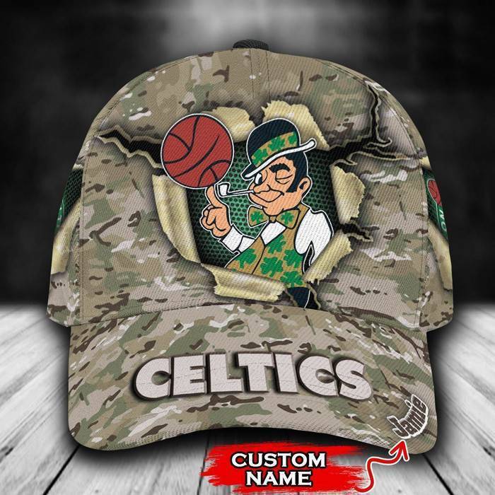 Personalized Boston Celtics Camo Mascot 3D Classic Baseball Cap CNI339