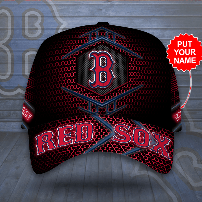 Personalized Boston Red Sox 3D Classic Baseball Cap Black Red CNI2176