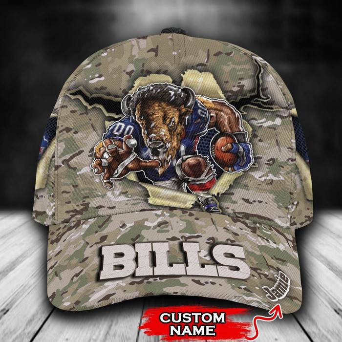 Personalized Buffalo Bills Camo Mascot 3D Classic Baseball Cap CNI396
