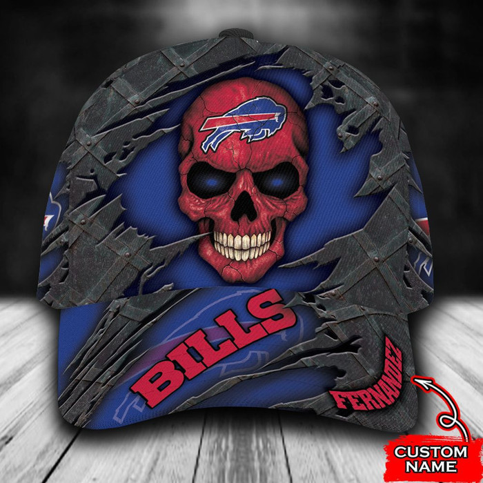 Personalized Buffalo Bills Skull 3D Baseball Cap Blue CNI1076