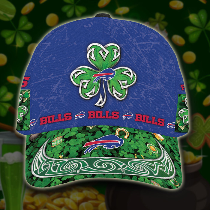Personalized Buffalo Bills St Patrick Day 3D Baseball Cap Blue Green CNI1664