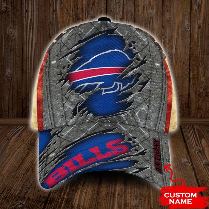 Personalized Buffalo Bills Vintage American Flag 3D Baseball Cap CNI1030