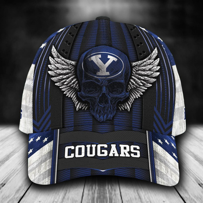 Personalized Byu Cougars Skull Wings 3D Baseball Cap Blue CNI1587